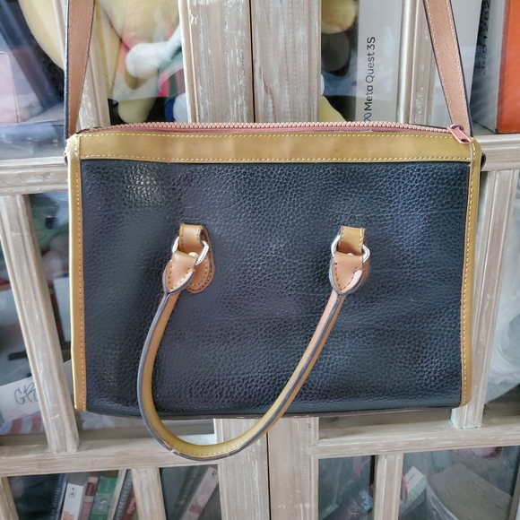 Dooney & Bourke Black Satchel with Tan Trim / All Weather Leather - Picture 3 of 16